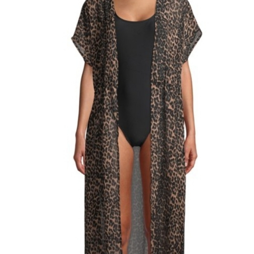 Leopard Kimono swim cover